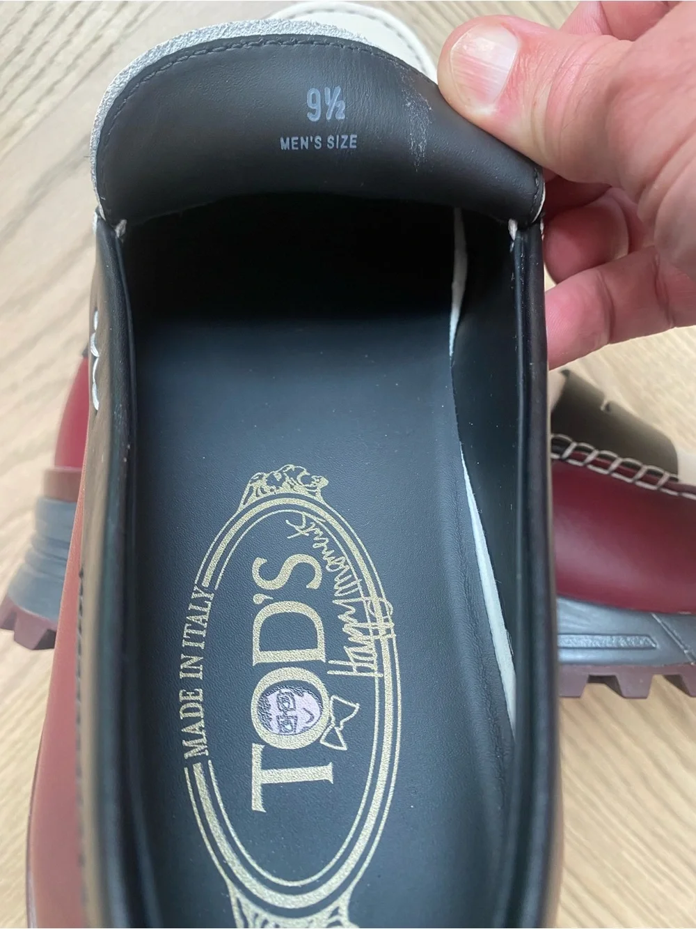 Tod's x Alber Elbaz Two-Tone Leather Penny Loafers in White, Black & Burgundy